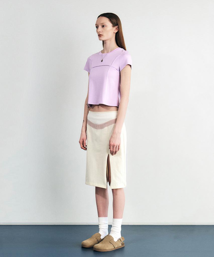 Sillot Block Jersey Midi Skirt (Ivory)