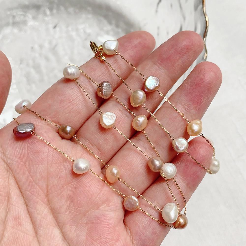 Irregular Pearl Charm Natural Freshwater Pearl Choker Necklace for Women Mixed White Purple Pink Baroque Pearl Chain Necklace
