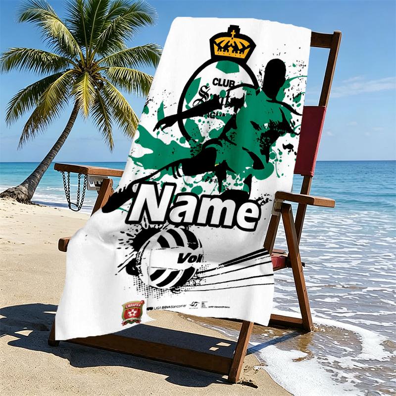 Custom Name Personalized Club Santos Laguna Print Beach Towel, for Trip Camping Beach Party Home Decor, Birthday Gift for Family & Friends