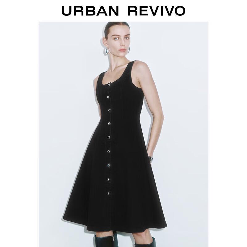 

UR Women s Autumn Vintage U-Neck Sleeveless Denim Dress S