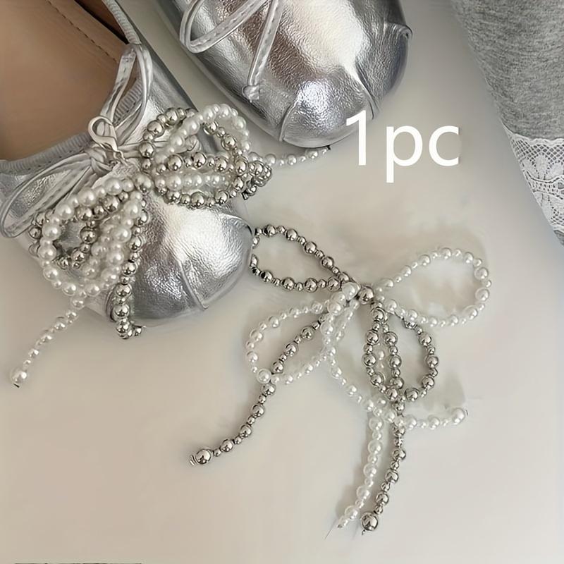 

1pc Pearl Butterfly Knot Shoe Charm Pendant DIY Versatile Handcrafted Bead Decoration for Shoes Bags Plastic