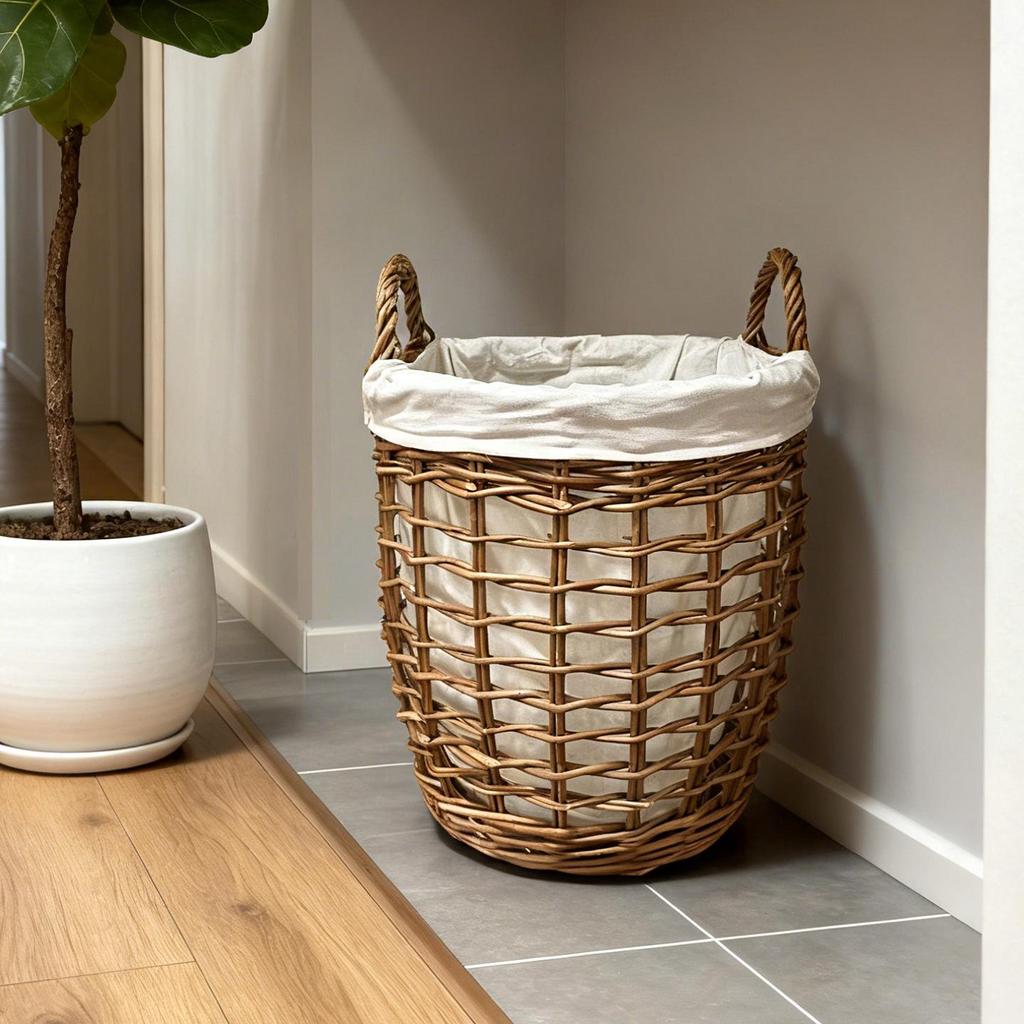 Handwoven Laundry Basket with Handles for Home Storage