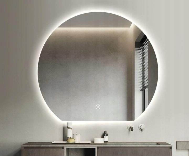 Aura round bathroom mirror WITH beveled bottom 72X80 CM LED lighting, heating mat
