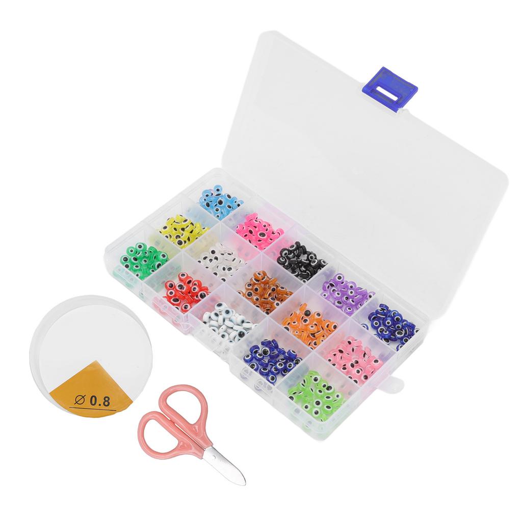Evil Eye Beads 15 Grids Boxed Resin Material DIY Making Different Colors Beads Craft Accessories for Bracelets
