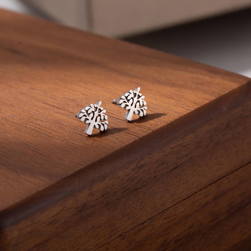 European & American Style Titanium Steel Star, Moon & Bowknot Stud Earrings for Women