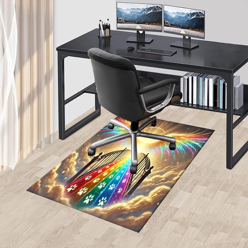 

Rainbow Paw Print Chair Mat - Office Carpet, Oversized Rug for Home Decor, Pet-Friendly Sofa Mat, Gift for Office and Living Room0158A 60cm by 90cm