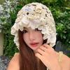 Hollow Out Lace Beanies Pearl Tassels Knit Cap Casual Crochet Flower Knitted Hat  Girls