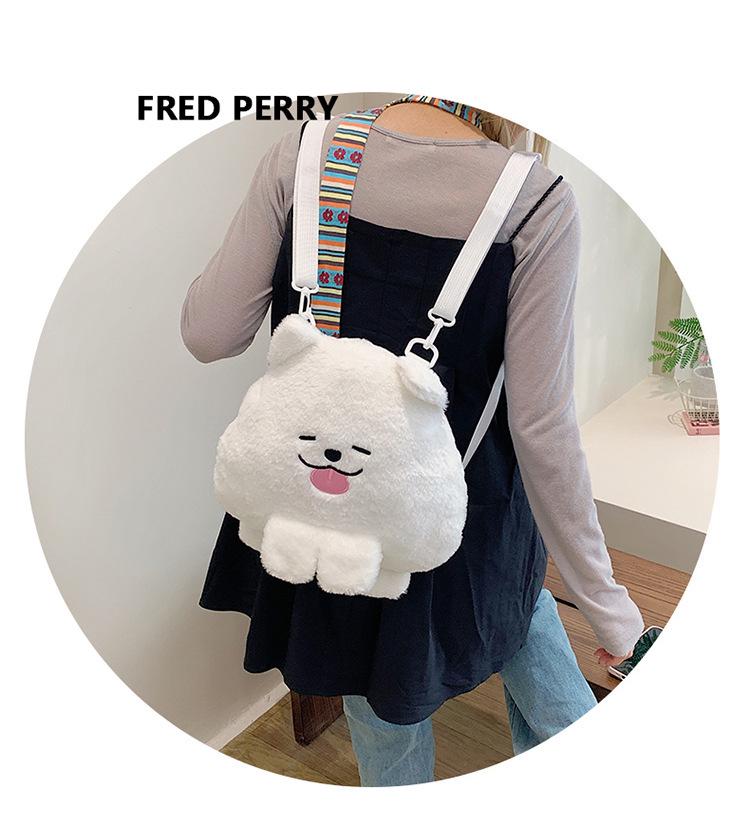 Xuanxuan's Samoyed Plush Backpack: Large Capacity, Cute and Sweet White Pillow Doll Design