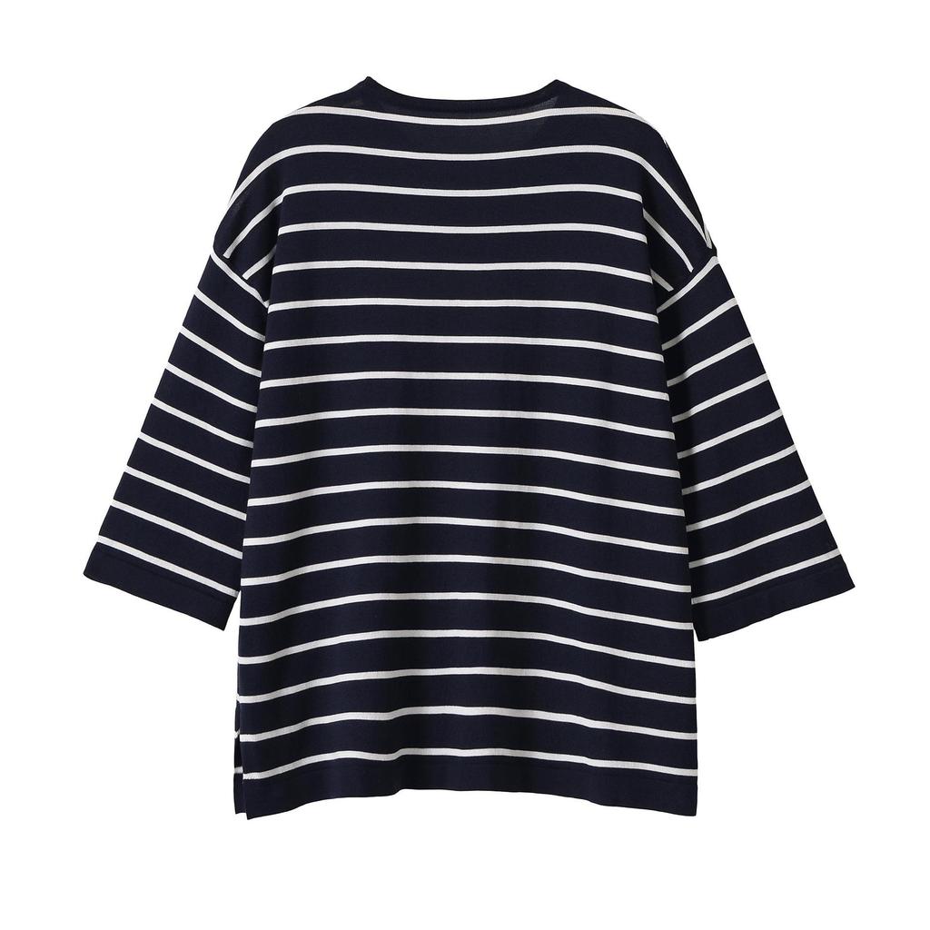 Versatile Stripe Knit Top - Casual, Fashionable, Round Neck Design