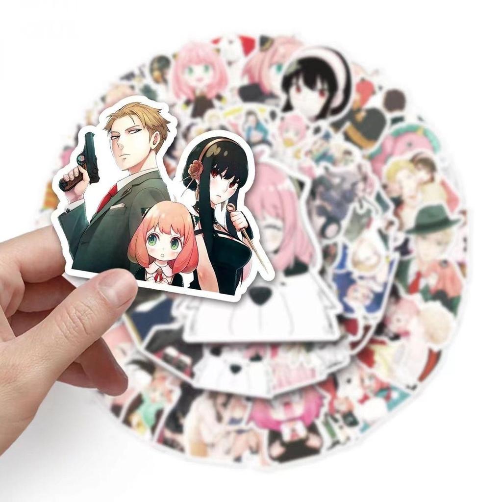 Barevné samolepky SPY×FAMILY, 50 kusů (neopakováno), voděodolný a opalovací krém.