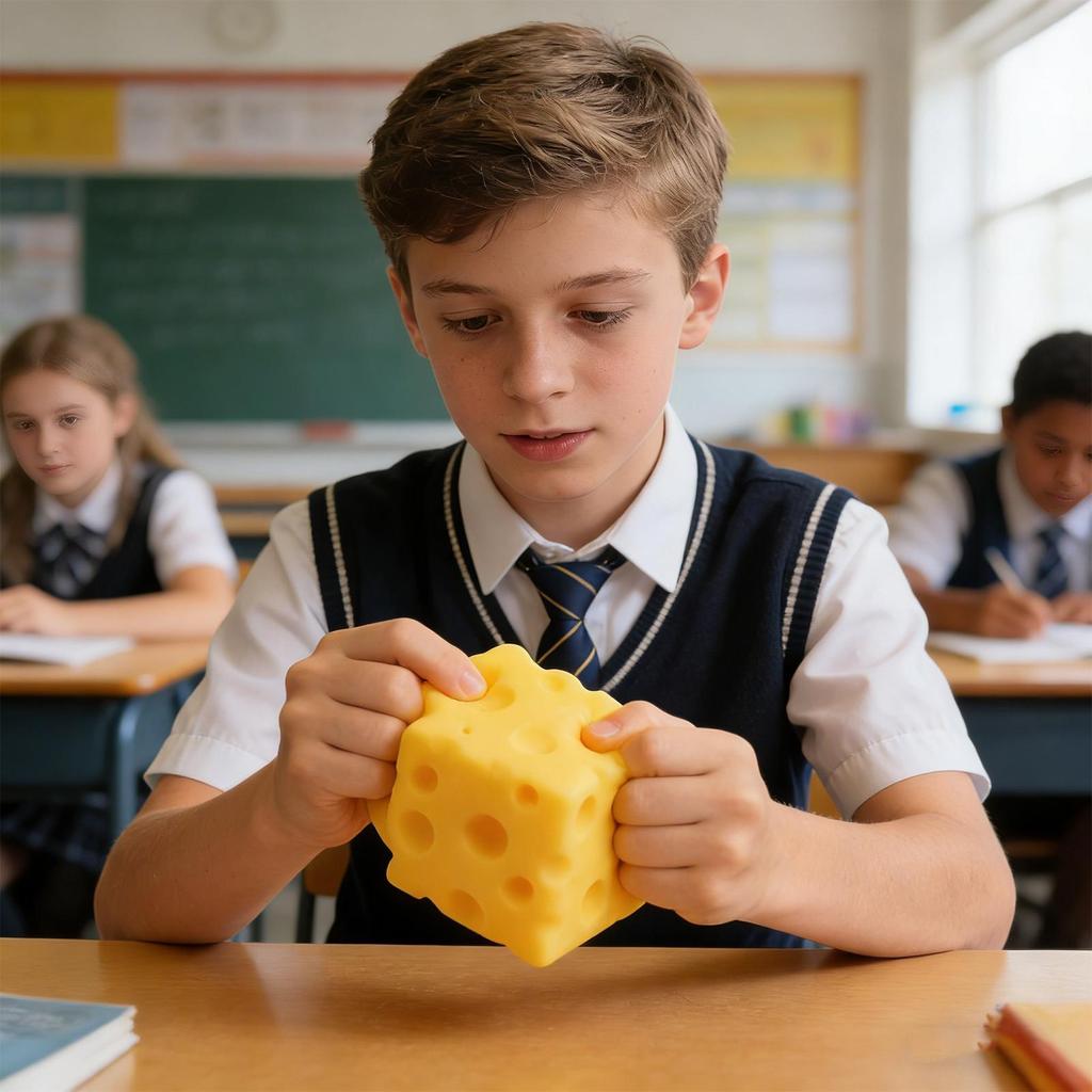 Giant Cheese Stress Toy Slow Rising Food Squeeze Sensory Stress Reliever Cheese Block Decompress Toy for Kids Adults Students