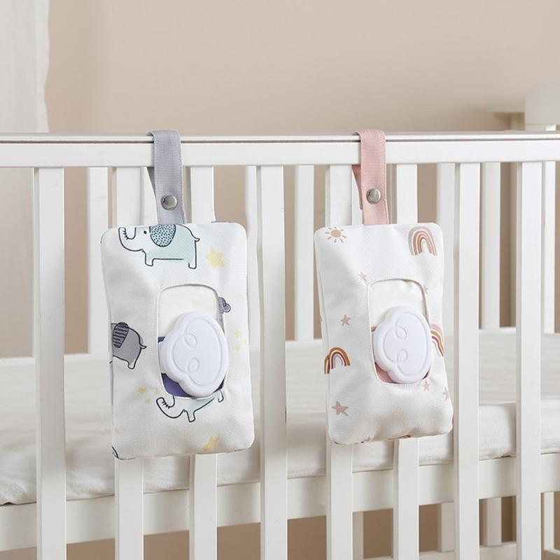 Baumwoll-Feuchttuchhalter Wiederverwendbarer Reise-Feuchttuchbehälter Tragbarer Feuchttuchspender Nachfüllbare Feuchttuchtasche mit Aufhängeschlaufe