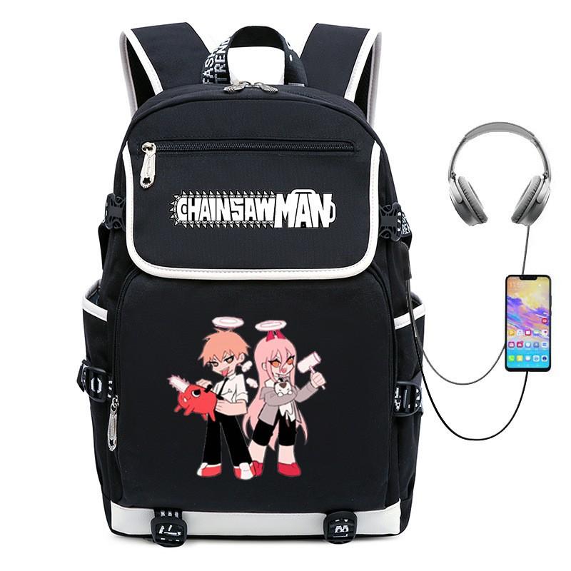 Chainsaw Man Anime Cosplay Backpack School Travel Laptop 14 Inch Oxford Fabric Streetwear Unisex Bag 20-35L