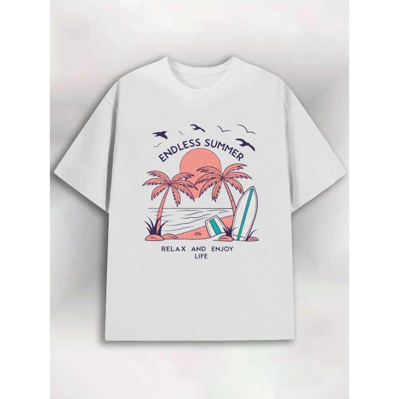

Endless Summer Relax Tee Men s Graphic T Shirts White Limited Edition Elegantly All-season Fitness Tops, Durable Activewear S