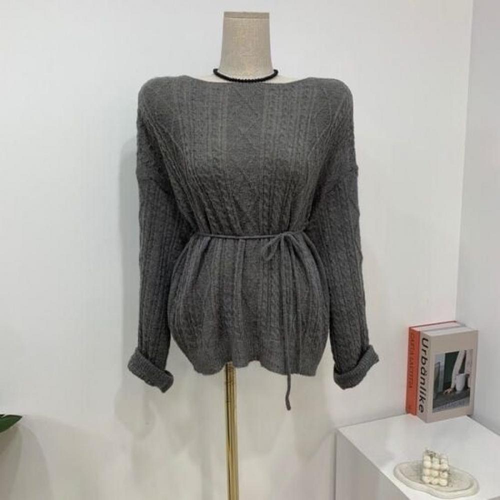 C S In The Room Mohair Cabled Net Lip neCk Long Sleeve Knit 3Color