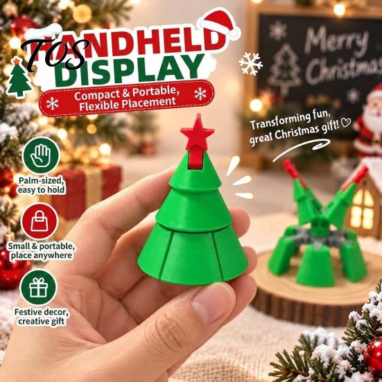 Holiday Desk Accessories Christmas Tree Fidget Toy, 3D Printed Flexible Sensory Decompression Transformation Deformable Monster Toys Figurine