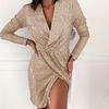 V Neck Split Dress Sequin Glitter Shiny 