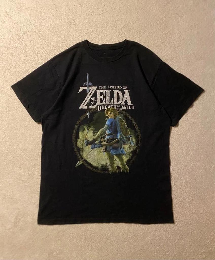 The Legend of Zelda Breath of the Wild Black T-Shirt Size L Vintage Japan