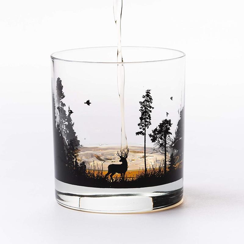 

Whiskey Glass Drinks Cups Unique Themed Cocktail for Outdoor Enthusiasts Nature Lovers Forest Animals Design Drinking Glasses 300ml