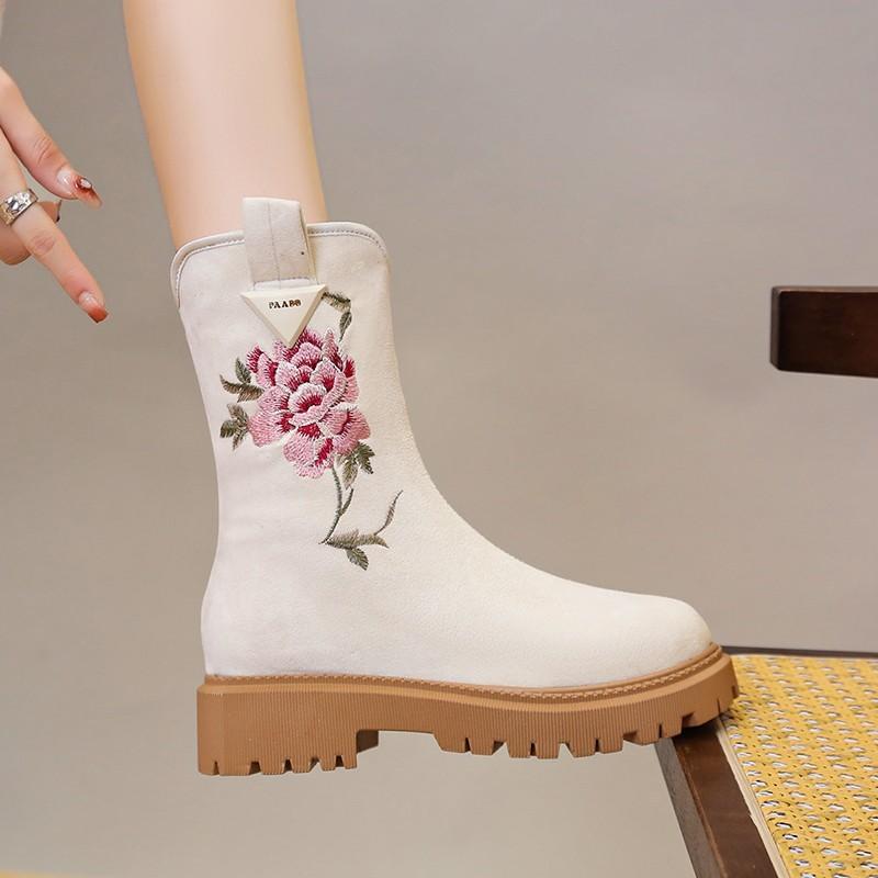Print Platform Ankle Women Boots Suede Shoes Winter 2025 Brand Gladiator Casual Shoes Trend New Non Slip Pumps Snow Botas Mujer