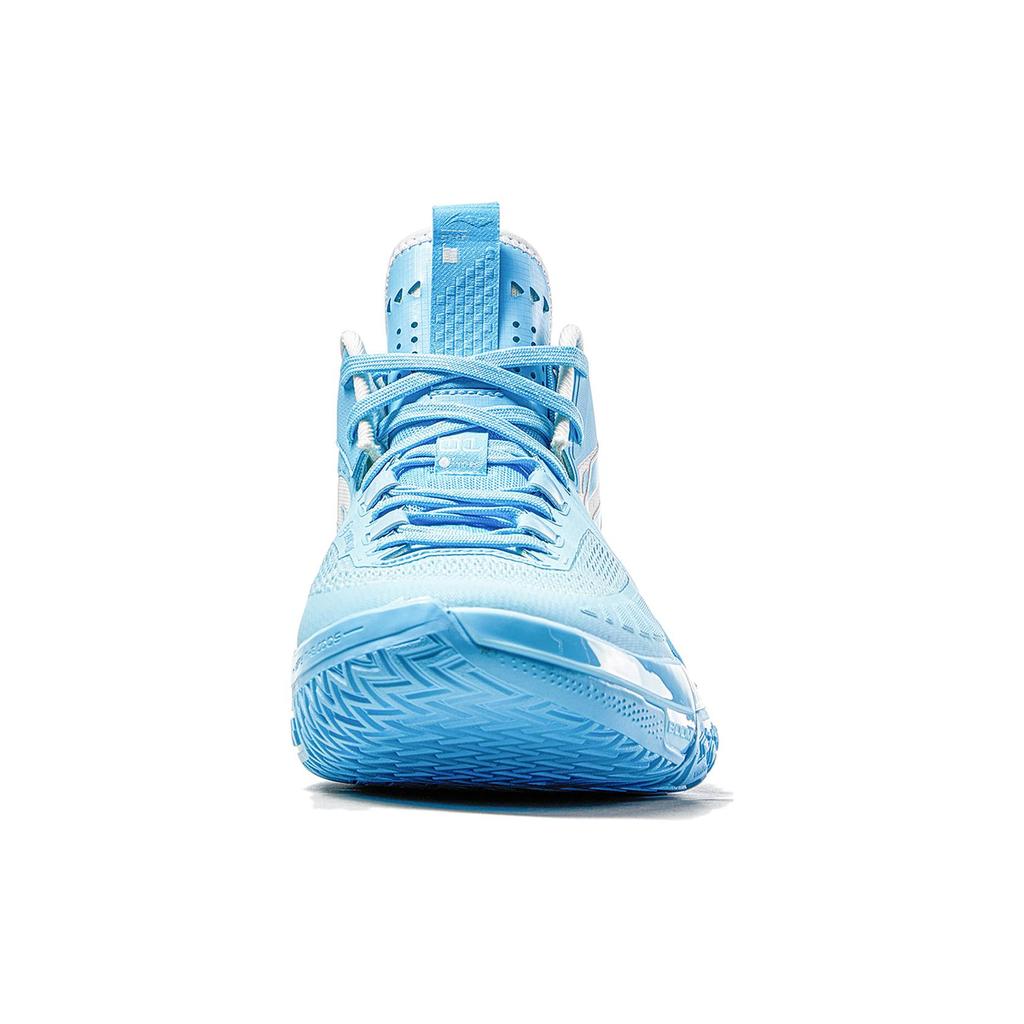 New LiNing Shudder Cushioned Slip Resistant Lightweight Rebound High Top Basketball Shoes Men's Blue White ABFT035-1