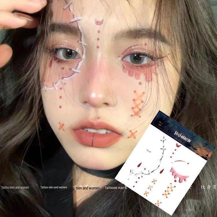 Halloween Kids' Waterproof Cartoon Tattoo Stickers - Cute Pumpkin, Ghost, and Skull Designs for Face Makeup