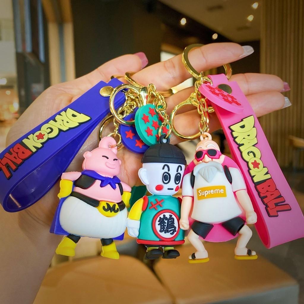Cute Cartoon Dragon Ball Z Pvc Keychain Accessories Fun Durable Rubber Keyring For Goku Gohan Tien Buu Master Roshi