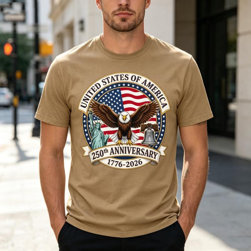 USA 250th Anniversary 17762026 T Shirt Retro American Flag Eagle Graphic Tee Unisex Unisex Soft Cotton Crew Neck Short Sleeve