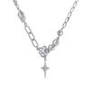 Titanium steel non-fading moonstone cross necklace women's summer light luxury niche design sense senior spice girl collarbone chain