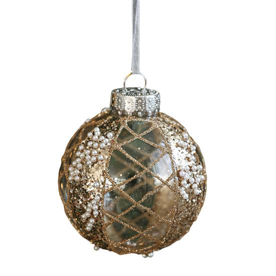Christmas Ball Ornament Faux Pearl Glittery Tree Decoration Festive Hanging Baubles with Rope Party Decor