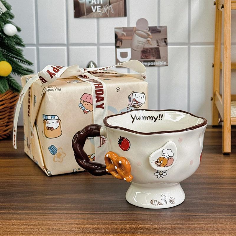 Cadeaux d'anniversaire pour filles, tasses à café chat et souris, tasses à boire de grande valeur pour filles, boîtes cadeaux