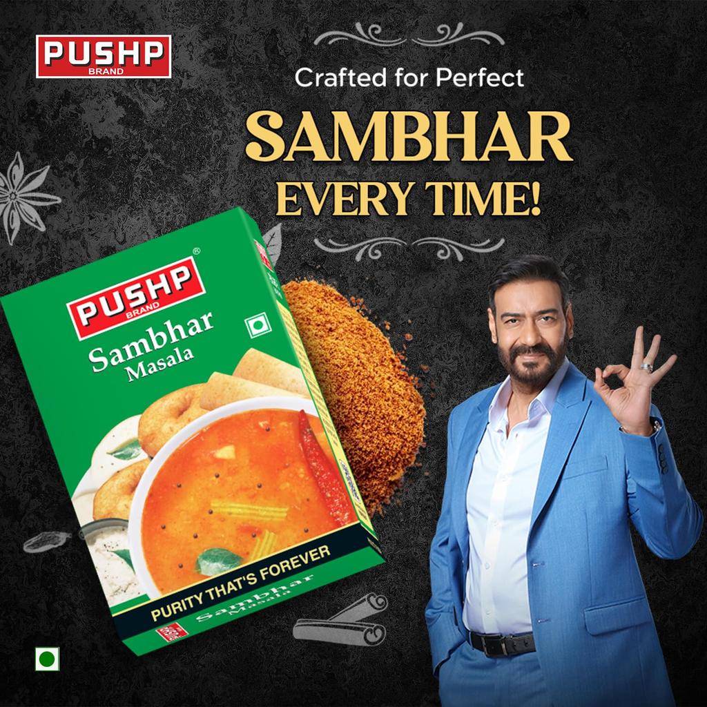 Pushp Sambhar Masala Powder 100g Pack Of 1 Traditional South Indian Spice Blend For Authentic Homemade Taste And Aroma