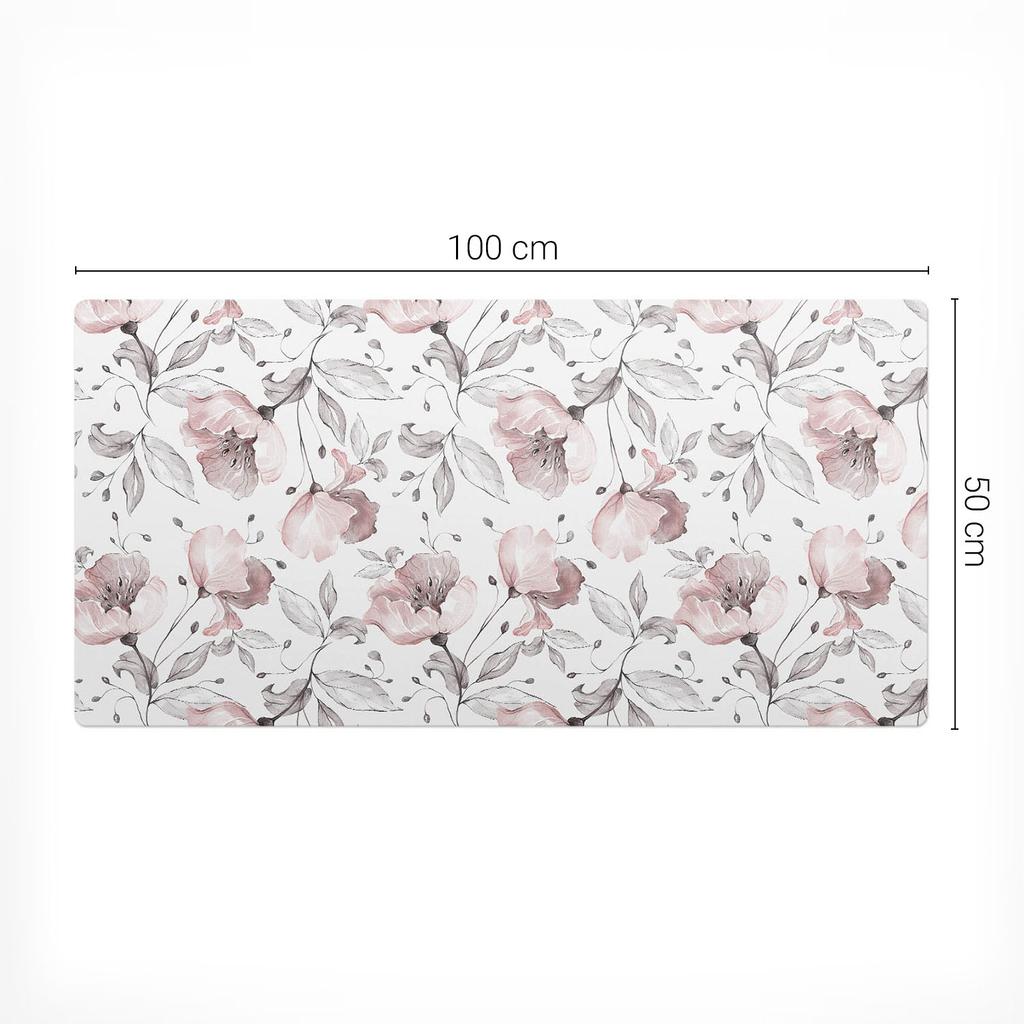 Modern Desk Mat for Remote Work, Floral Vintage Pattern, 100x50 Cm