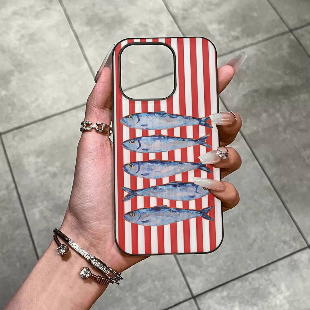 Sardines Soft Corrugated Transparent Phone Case For IPhone 17 15 16 11 12 13 14 Pro Max Plus Pro