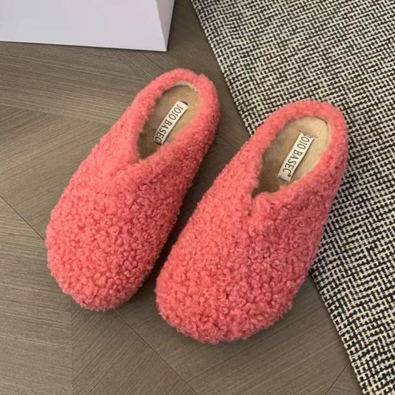 Mules Shoes Women Flats Fur Slippers Casual Short Plush Suede Shoes 2025 Trend New Winter Flip Flops Slingback Slides