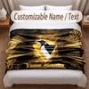 Pittsburgh Penguins Printed Flannel Blanket Custom Name Text Soft Warm Throw For Bedroom Holiday Gift