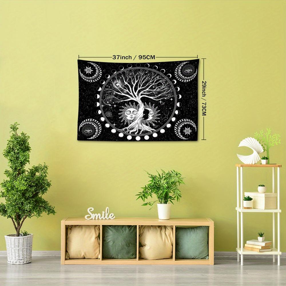 Black Life Tree Sun & Moon Tapestry - Versatile Wall Hanging for Bedroom, Living Room Decor | Durable Polyester, Easy Care | Multiple Sizes Available