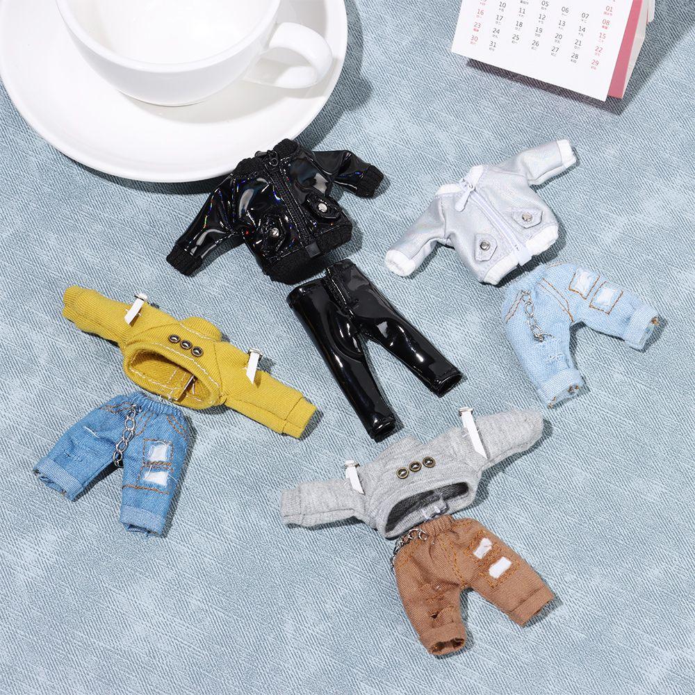 Quality Clothes Accessories 1/12 Dolls Fashion Ripped Pants Doll Jeans Hoodies PU Leather Jackets