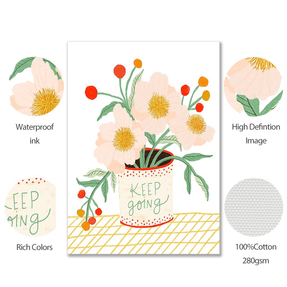 Inspirational Art Positive Quote Floral Wall Art Poster Plants Print Modern Valentine's Canvas Painting Living Room Home Decor