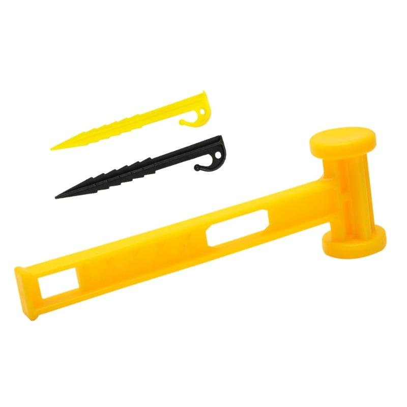 Outdoor Ground Stake Camping Anchors Peg Plastic Tent Stake with Hammer Beach Tent Peg Anchors Canopies Stake Enduring