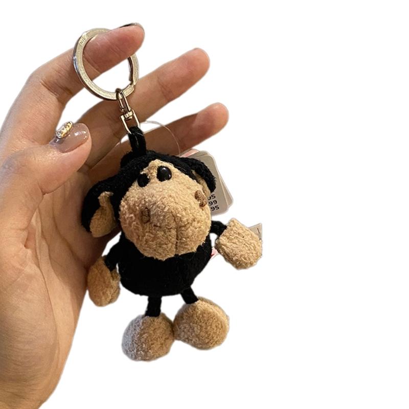 

Cute Cartoon Plush Lamb Charm Keychains Women Car Keyring Ornament Keys Holder чорний
