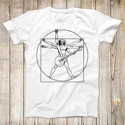 Guitar Tee Super Cool Vitruvian Guitarist Parody Electric Bass Acoustic Best Gift Unisex Top T-Shirt 2691