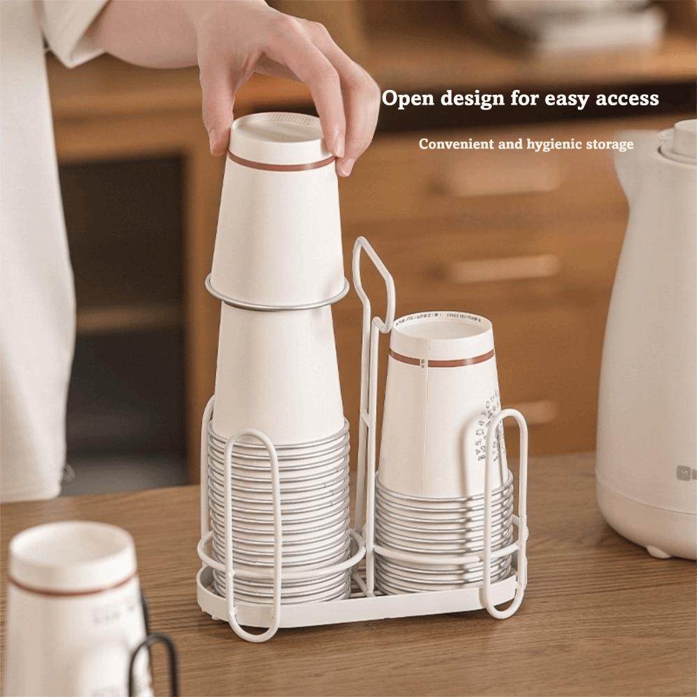 Metal Cup Storage Shelf Hollow Out Design Kitchen Paper Cup Holder Cup Holder Dispenser