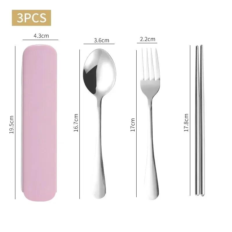 1set Household Stainless Steel Portable Tableware Chopsticks Spoons Forks Two/Three Piece Set with Box Plate sets luxury Fork