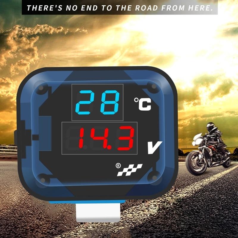 3-vienā Motocikla Termometrs Voltmeteris ar USB Uzlādes Portu Stūres Montāža