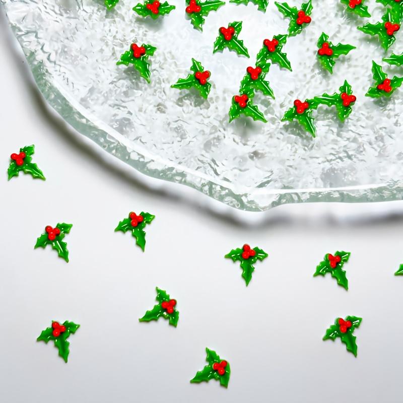 30/60pcs Christmas Leaf Nail Art Decorations Festive Glitter Accessories Manicure and Pedicure Holiday DIY Nail Design Supplies