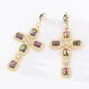 Pinkdudu Personality 3 Color Glass Cross Drop Earrings Vintage Romantic Luxury Rhinestone Earring for Women Jewelry PD1300
