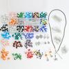 120X Mixed Mushroom Charm Bead Spacer Loose Beads with Clear Elastic Thread Pendant Hook for Jewelry Making DIY Supplies