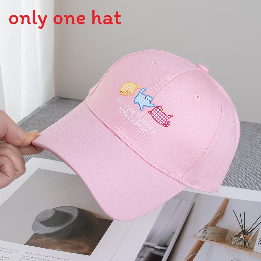 Cute Cartoon Cat Cotton Baseball Cap With Adjustable Fit For Casual Wear