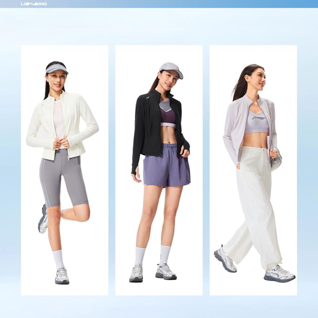 Li-Ning Fitness Series Stand Collar Logo Letter Stitching Workout Jacket Women jackets AFDW800-1
